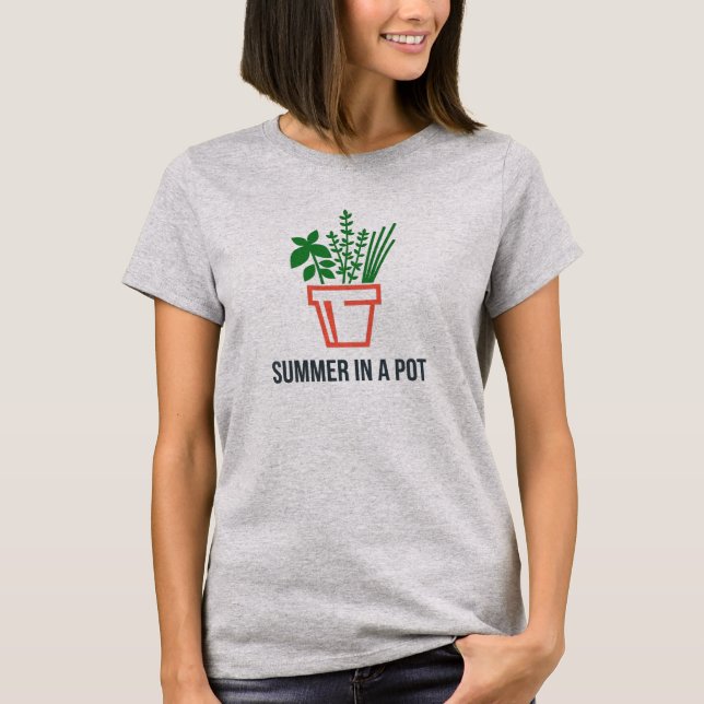Mid-Century Modern Herb Pot | Minimalist Summer  T-Shirt (Front)