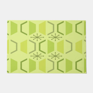 Mid Century Modern Hexagons Chartreuse Doormat