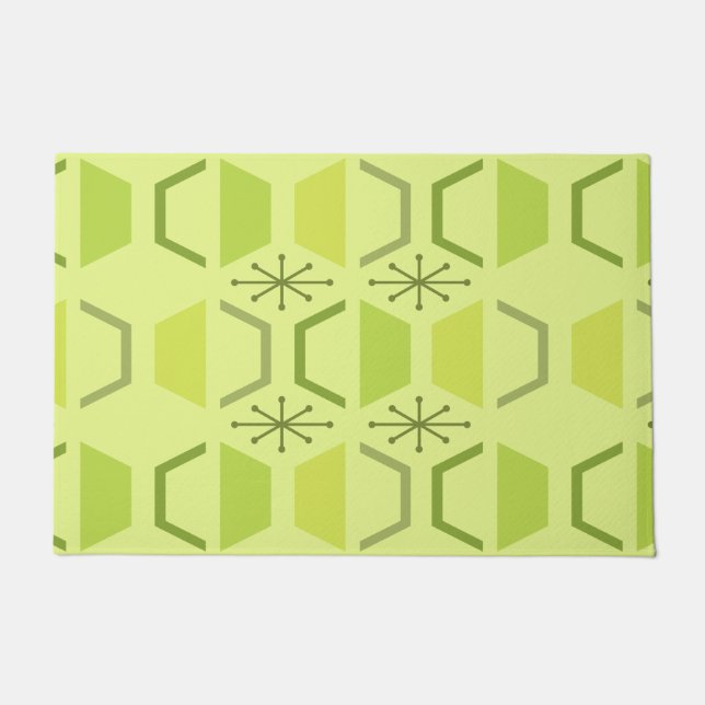 Mid Century Modern Hexagons Chartreuse Doormat (Front)