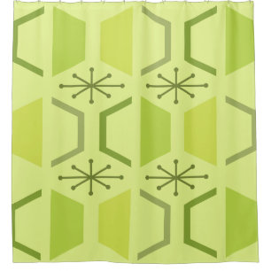 Mid Century Modern Hexagons Chartreuse Shower Curtain