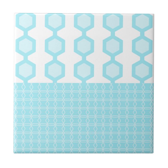Mid Century Modern Hexagons Pastel Baby Blue Tile (Front)