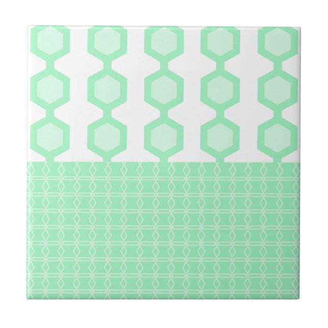 Mid Century Modern Hexagons Pastel Green Tile (Front)