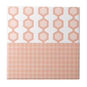 Mid Century Modern Hexagons Pastel Peach Tile