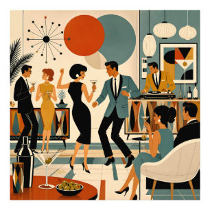 Mid Century Modern Hip Martini Dance Party Photo Print