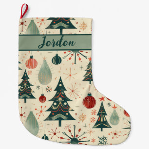 Mid Century Modern Holiday Large Christmas Stocking