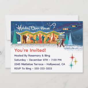 Mid-Century Modern Holiday Open House Invitation