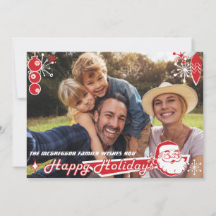 Mid-Century Modern Horizontal Holiday Photo Card