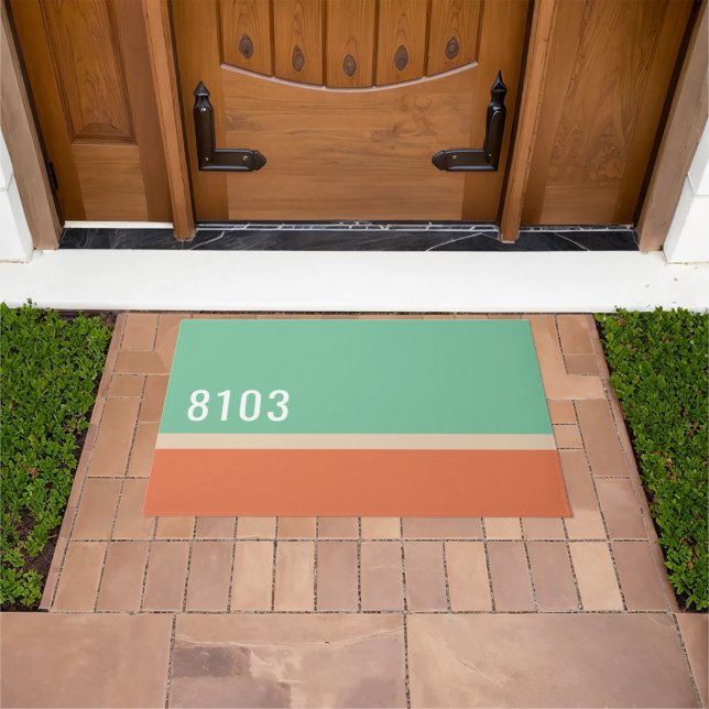 Mid Century Modern House Address 1970s Seventies Doormat (Outdoor)