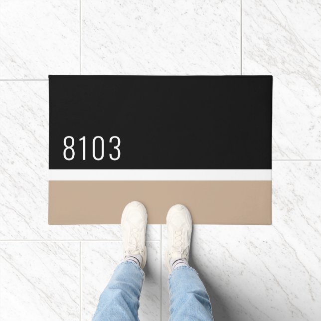 Mid Century Modern House Address Neutral Colour Doormat (Indoor)