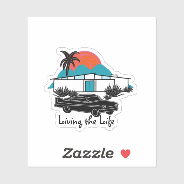 Mid-century Modern House Car Palm sticker (Sheet)
