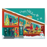 Mid Century Modern House Christmas Card