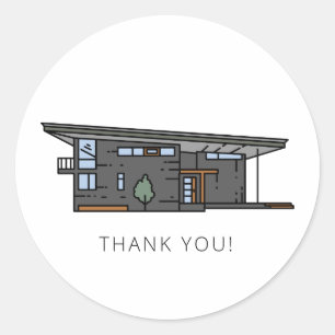 Mid Century Modern House Classic Round Sticker