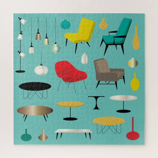 Mid Century Modern House Furniture Jigsaw Puzzle (Vertical)