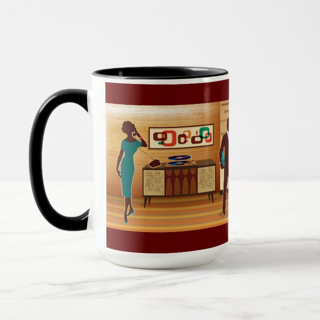Mid Century Modern House Living Room Scene Mug (Left)