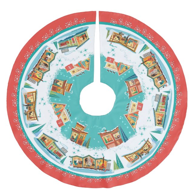 Mid-Century Modern Houses Brushed Polyester Tree Skirt (Front)