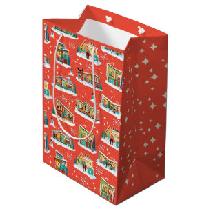 Mid-Century Modern Houses Christmas Gift Bag red