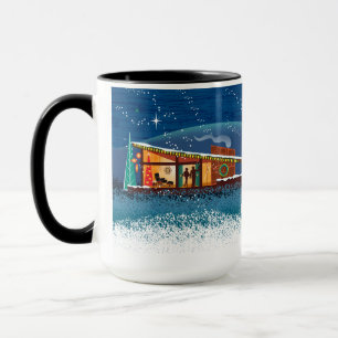 Mid-Century Modern Houses Christmas Scene Mug