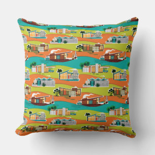 Mid-Century Modern Houses Throw Pillow