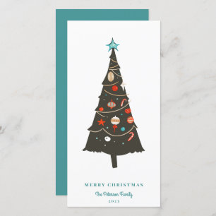 Mid-century Modern Illustrated Christmas Tree Holiday Card