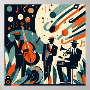 Mid Century Modern Jazz Age Trio Poster