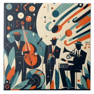 Mid Century Modern Jazz Age Trio Tile