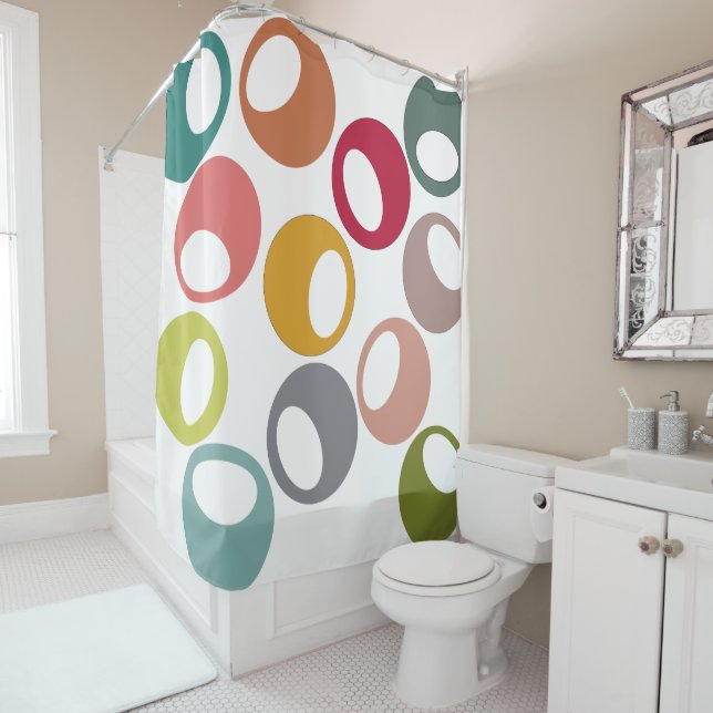 Mid-Century Modern Juggling Shower Curtain (In Situ)