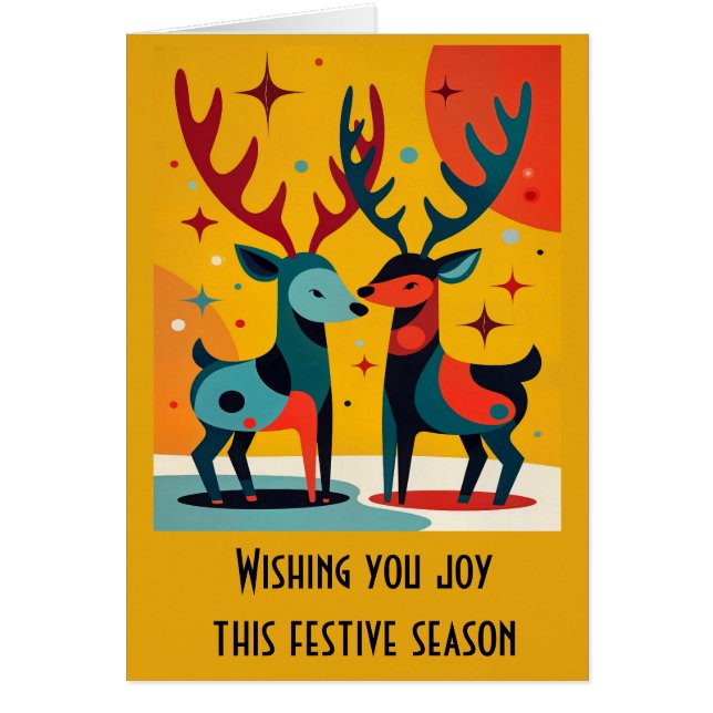 Mid-Century Modern Kitschy Christmas Reindeer  (Front)