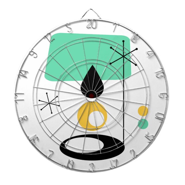 mid century modern lamp design blue gold dartboard (Front)