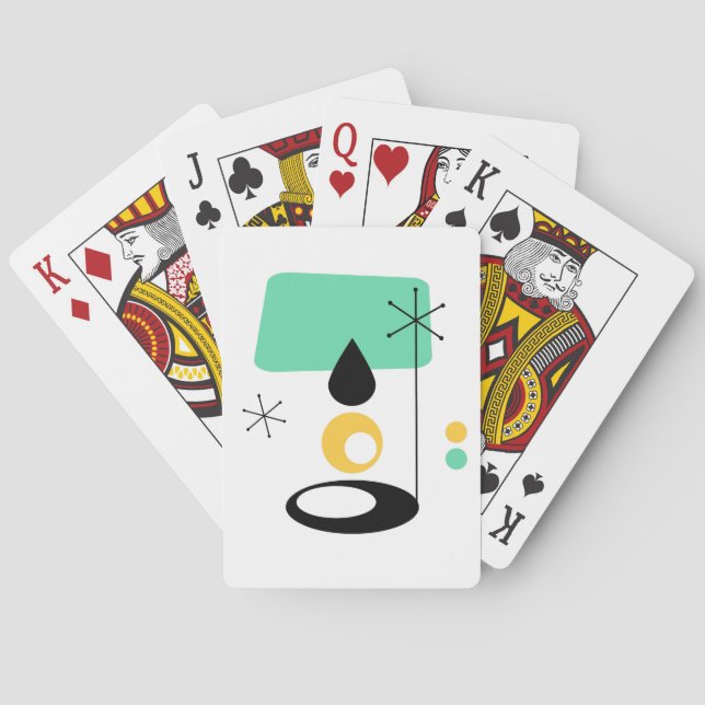 mid century modern lamp design blue gold playing cards (Back)