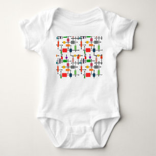 Mid-Century Modern Large Grid  Baby Bodysuit