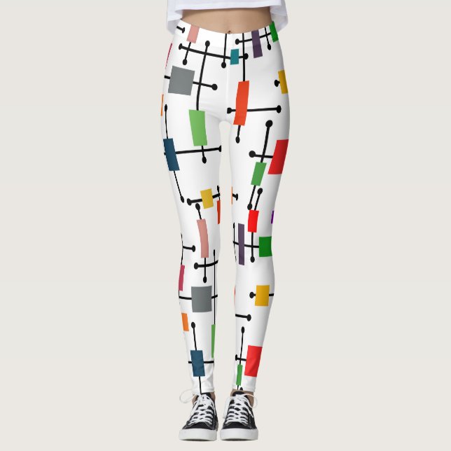 Mid-Century Modern Large Grid  Leggings (Front)
