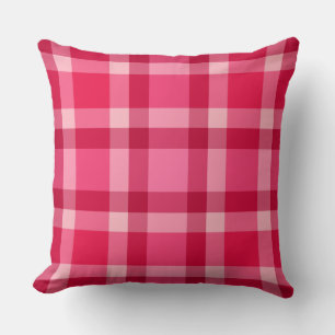 Mid-Century Modern Large Plaid, Pink and Wine Cushion
