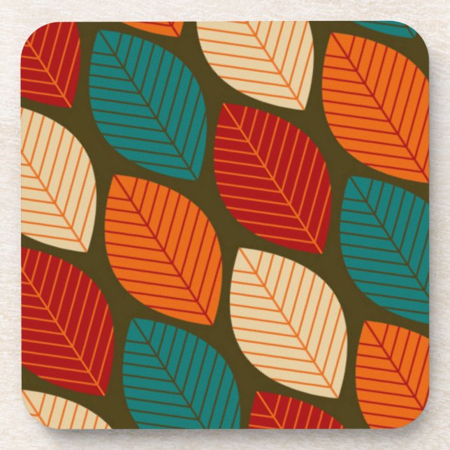 Mid-century Modern 'Leaf' Pattern Coaster (Front)