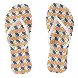 Mid-Century Modern Leaf Pattern Flip Flops
