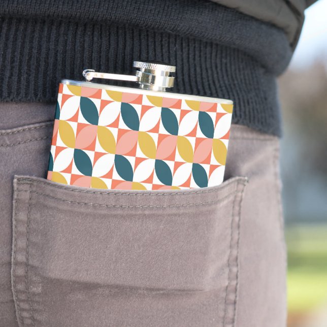 Mid-Century Modern Leaf Pattern Hip Flask (In Situ)