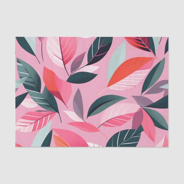Mid Century Modern Leaf Pattern in Bold Pink Tissue Paper (Front)