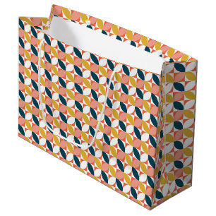 Mid-Century Modern Leaf Pattern Large Gift Bag