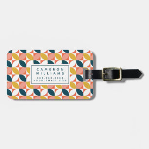 Mid-Century Modern Leaf Pattern Luggage Tag