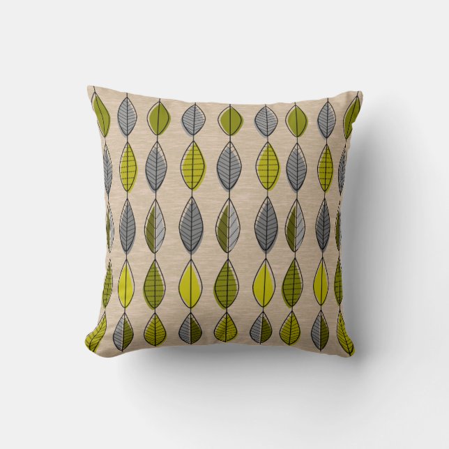 Mid-Century Modern Leaf Pattern Pillows (Front)