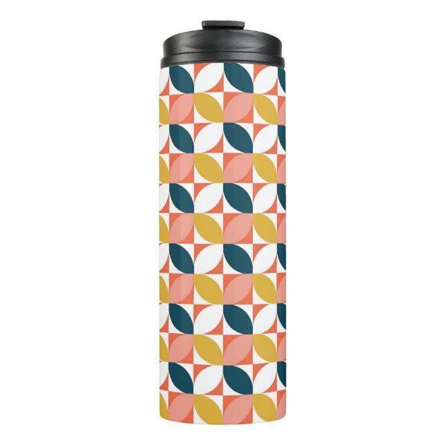 Mid-Century Modern Leaf Pattern Thermal Tumbler (Front)