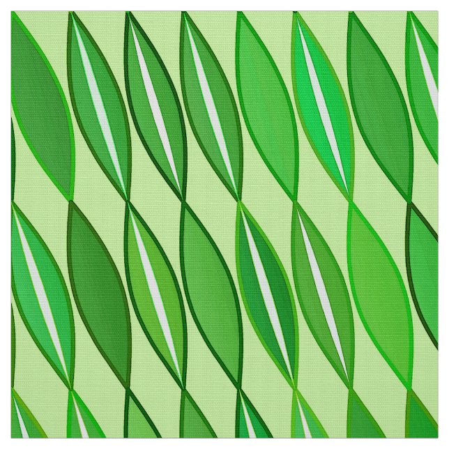Mid Century Modern Leaves, Lime and Emerald Green Fabric (Swatch)