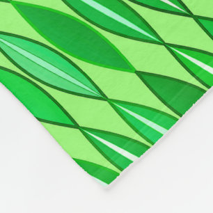 Mid Century Modern Leaves, Lime and Emerald Green Fleece Blanket