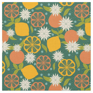 Mid Century Modern Lemon Citrus  Fabric