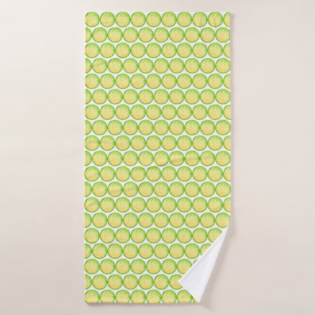 Mid Century Modern Lemon Lime Watercolor Circle Bath Towel (Bath Towel)