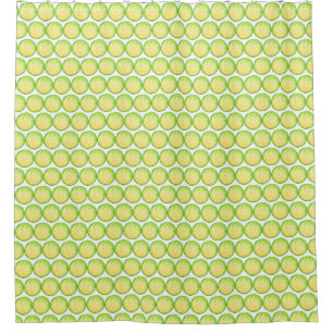 Mid Century Modern Lemon Lime Watercolor Circle Shower Curtain