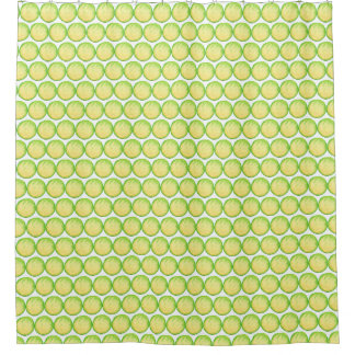 Mid Century Modern Lemon Lime Watercolor Circle Shower Curtain