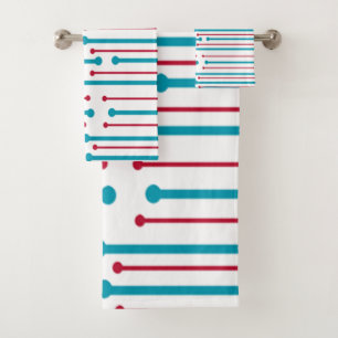Mid-Century Modern Lines and Circles Bath Towel Set