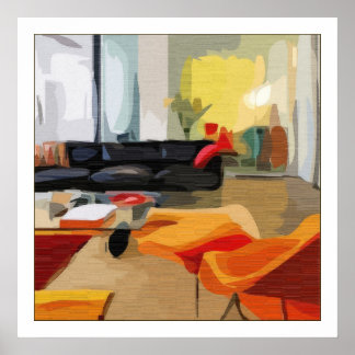 Mid Century Modern Living Room Poster