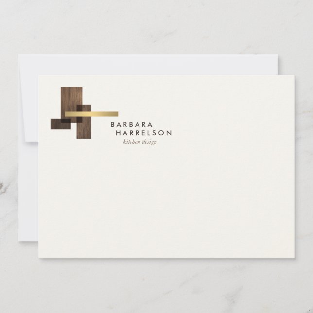Mid-Century Modern Logo Ivory Flat Notecard (Front)