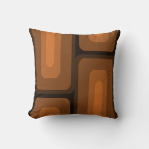 Mid Century Modern Long Rectangles Burnt Orange Cushion